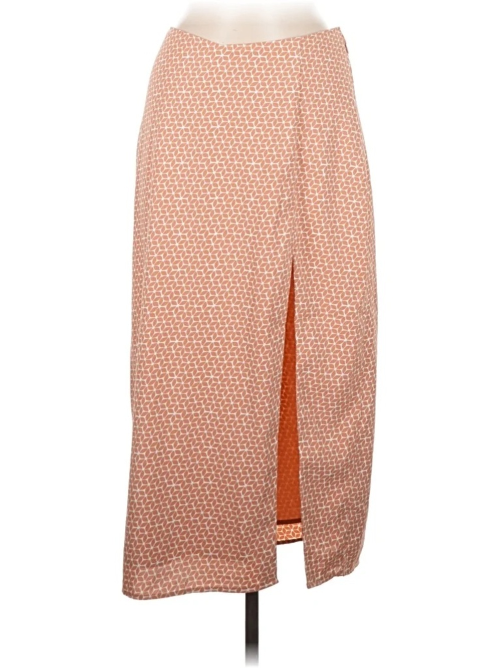 Abercrombie & Fitch Peach Printed Midi Skirt with Side Slit